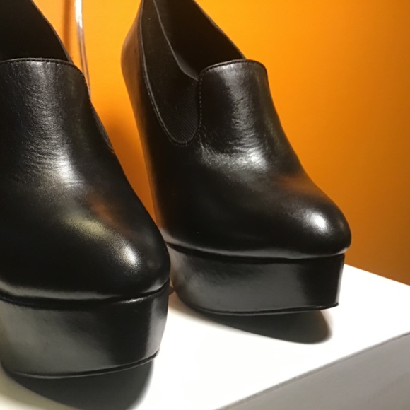 Aldo Platform Black Leather Pumps / Shootie 7 - Picture 4 of 5